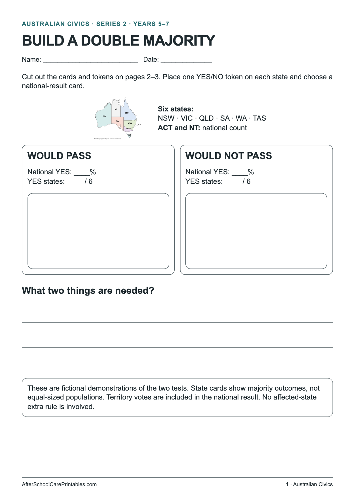 Build a Double Majority printer-friendly first student page
