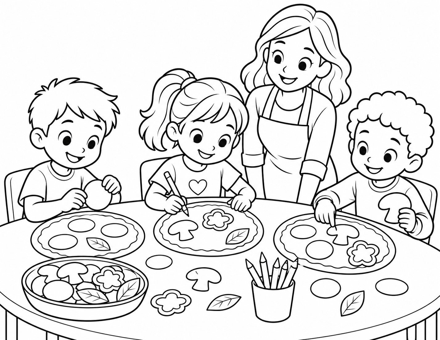 Original Pizza Day colouring scene