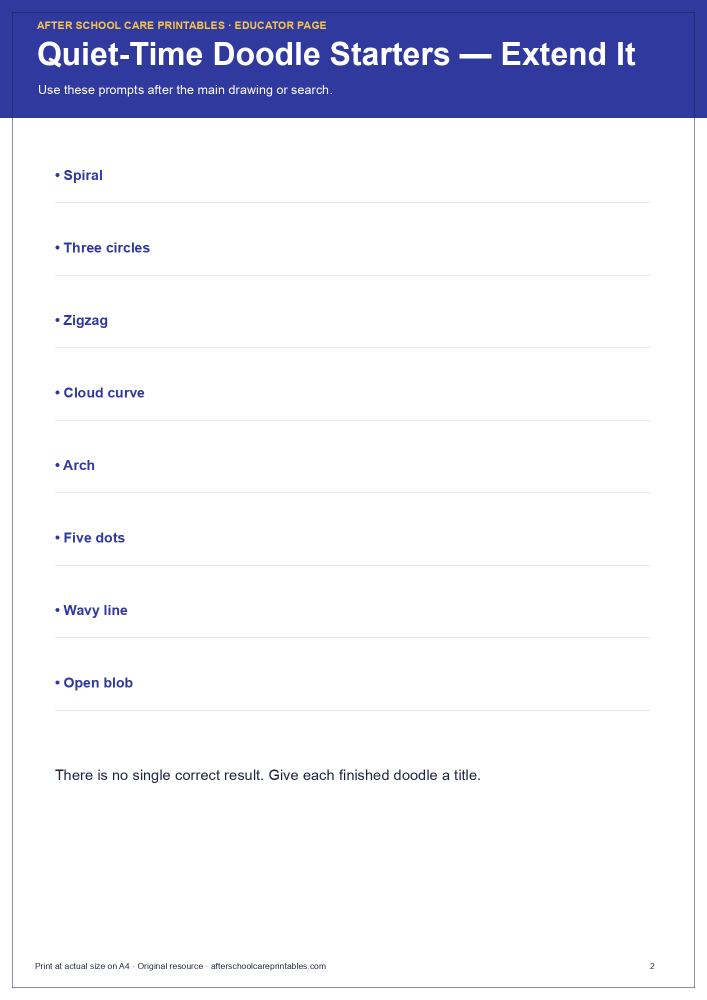 Quiet-Time Doodle Starters checked answer page preview