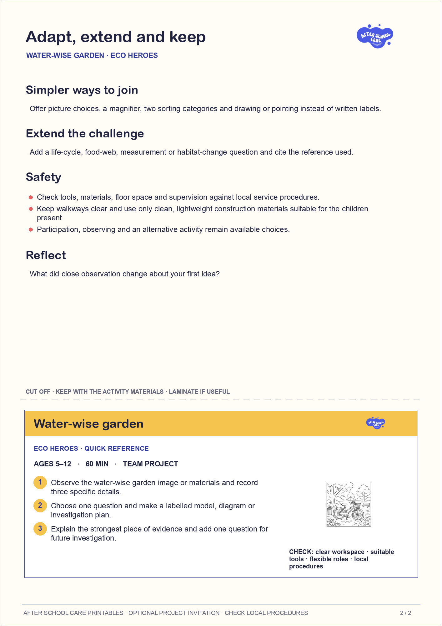 Water-wise garden – Eco Heroes Major Activity adaptations and quick-reference card preview