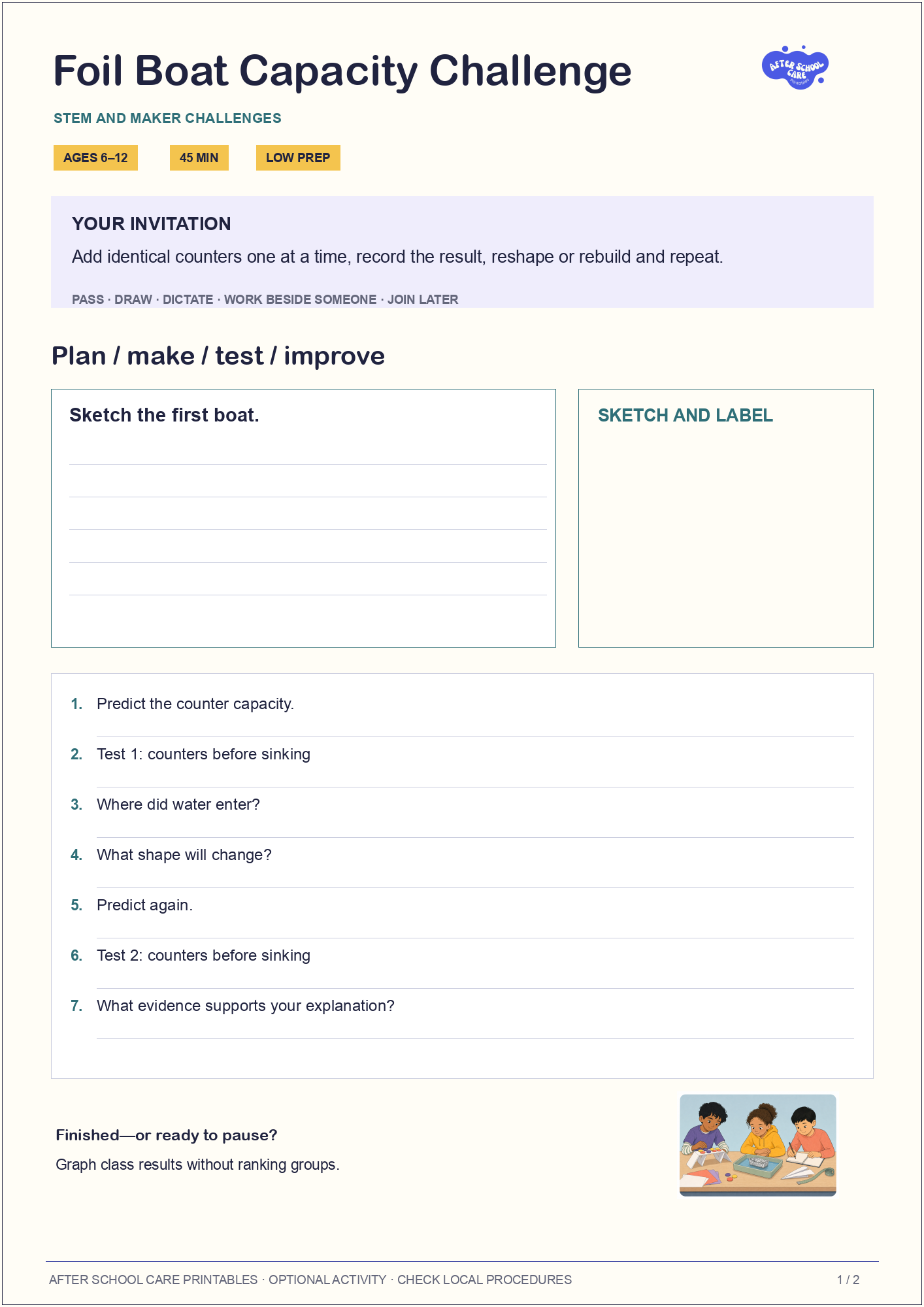 Foil Boat Capacity Challenge: Child-facing activity preview