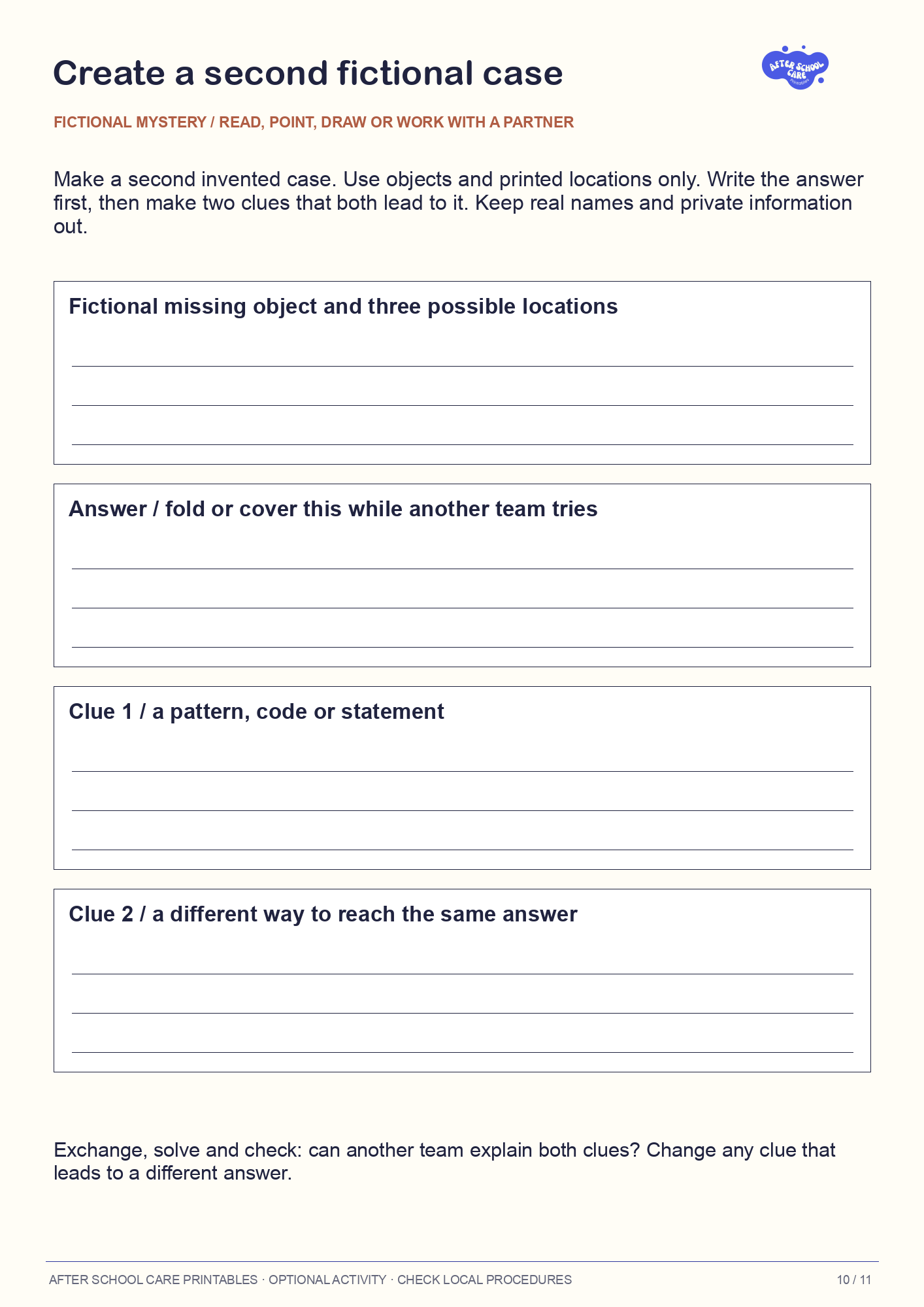 Mystery Detective Activity Pack: Create a second fictional case preview