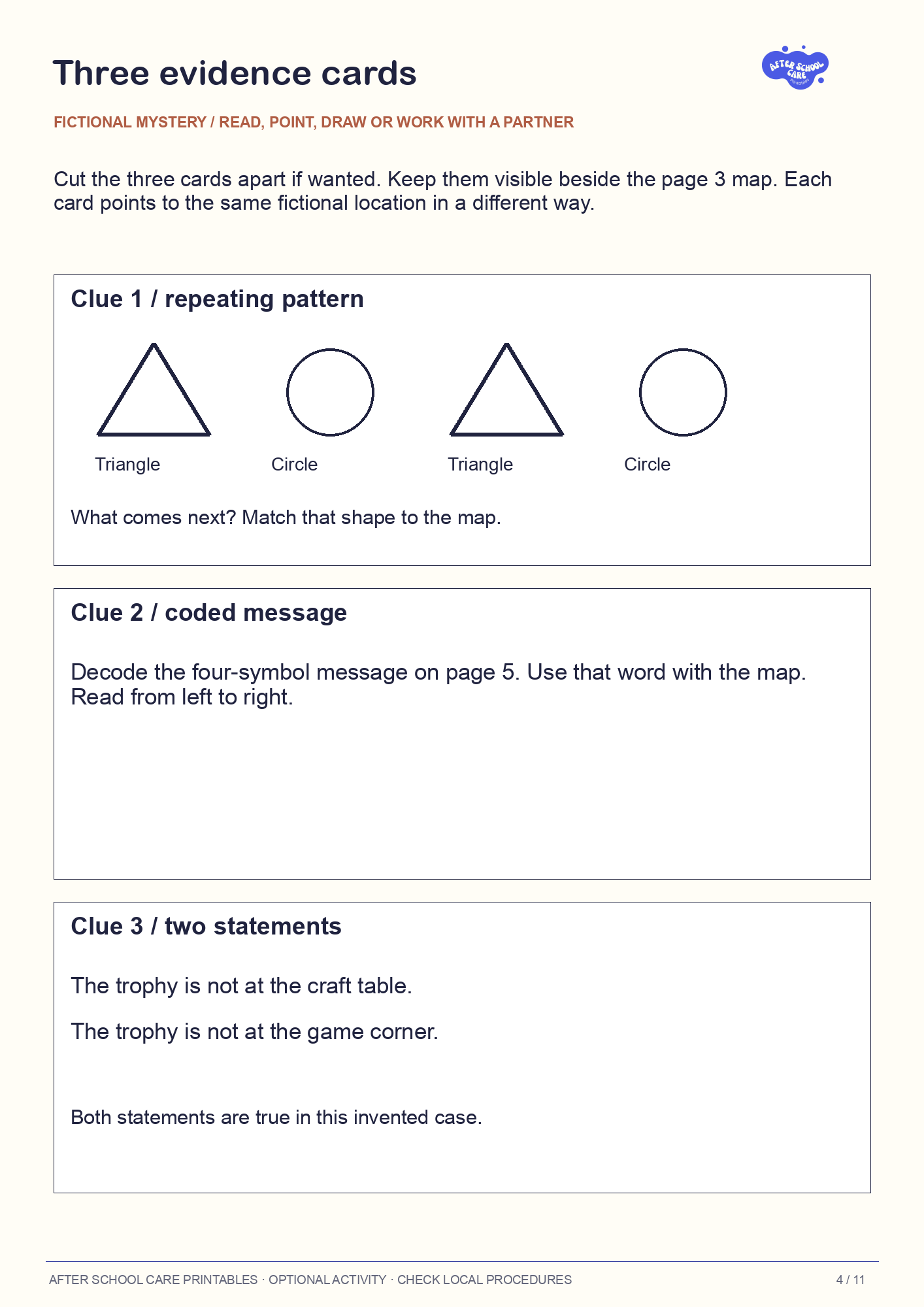 Mystery Detective Activity Pack: Three evidence cards preview