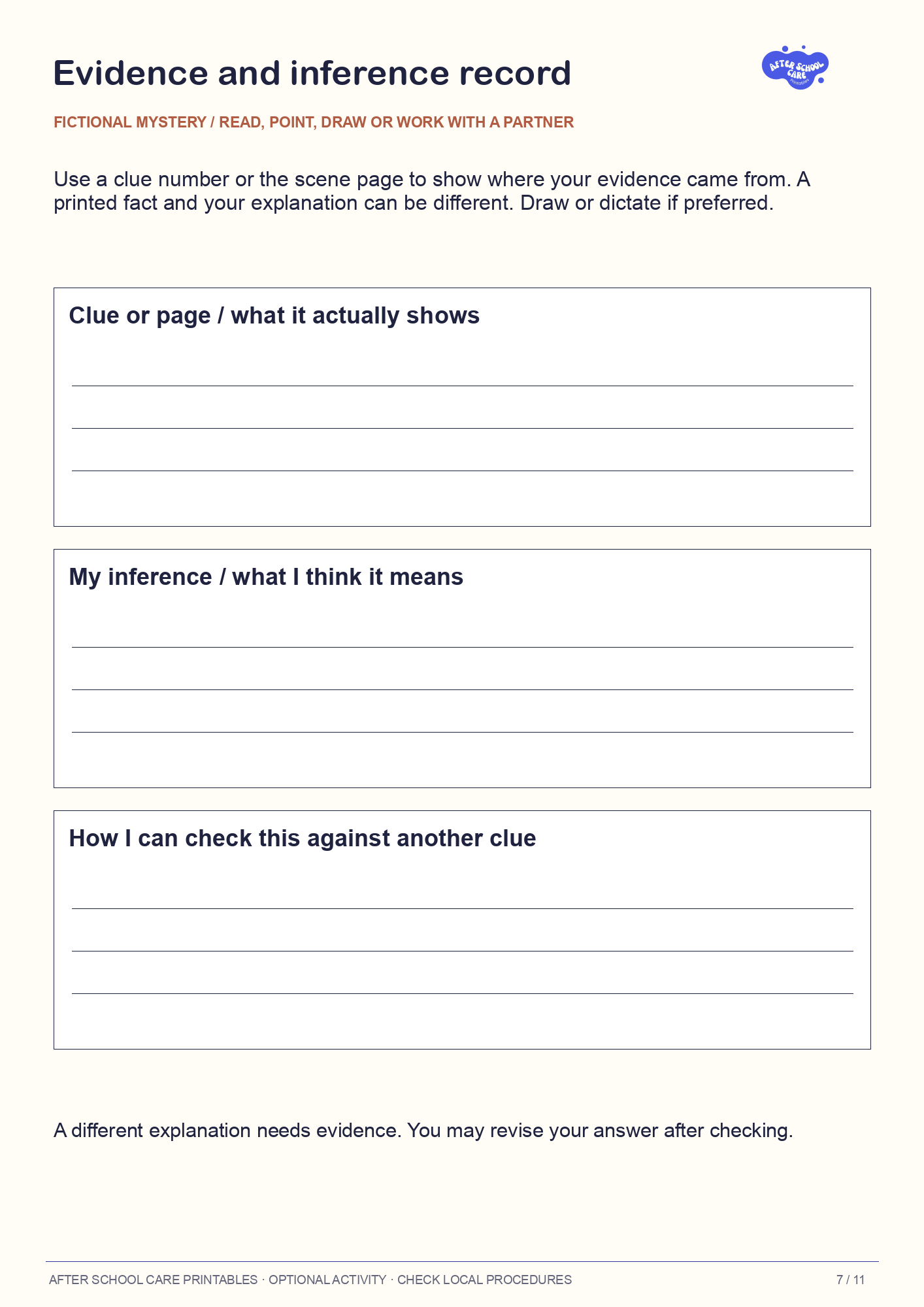 Mystery Detective Activity Pack: Evidence and inference record preview