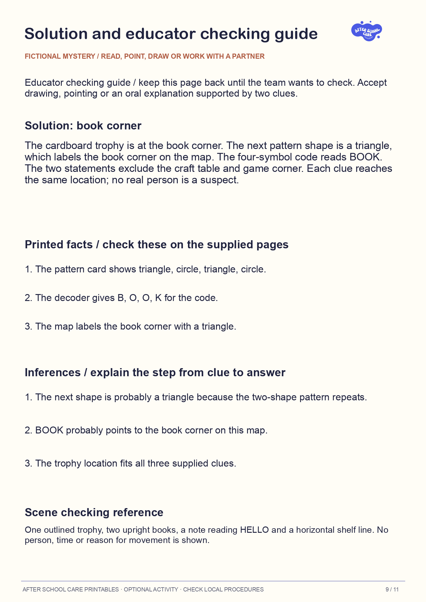 Mystery Detective Activity Pack: Solution and educator checking guide preview
