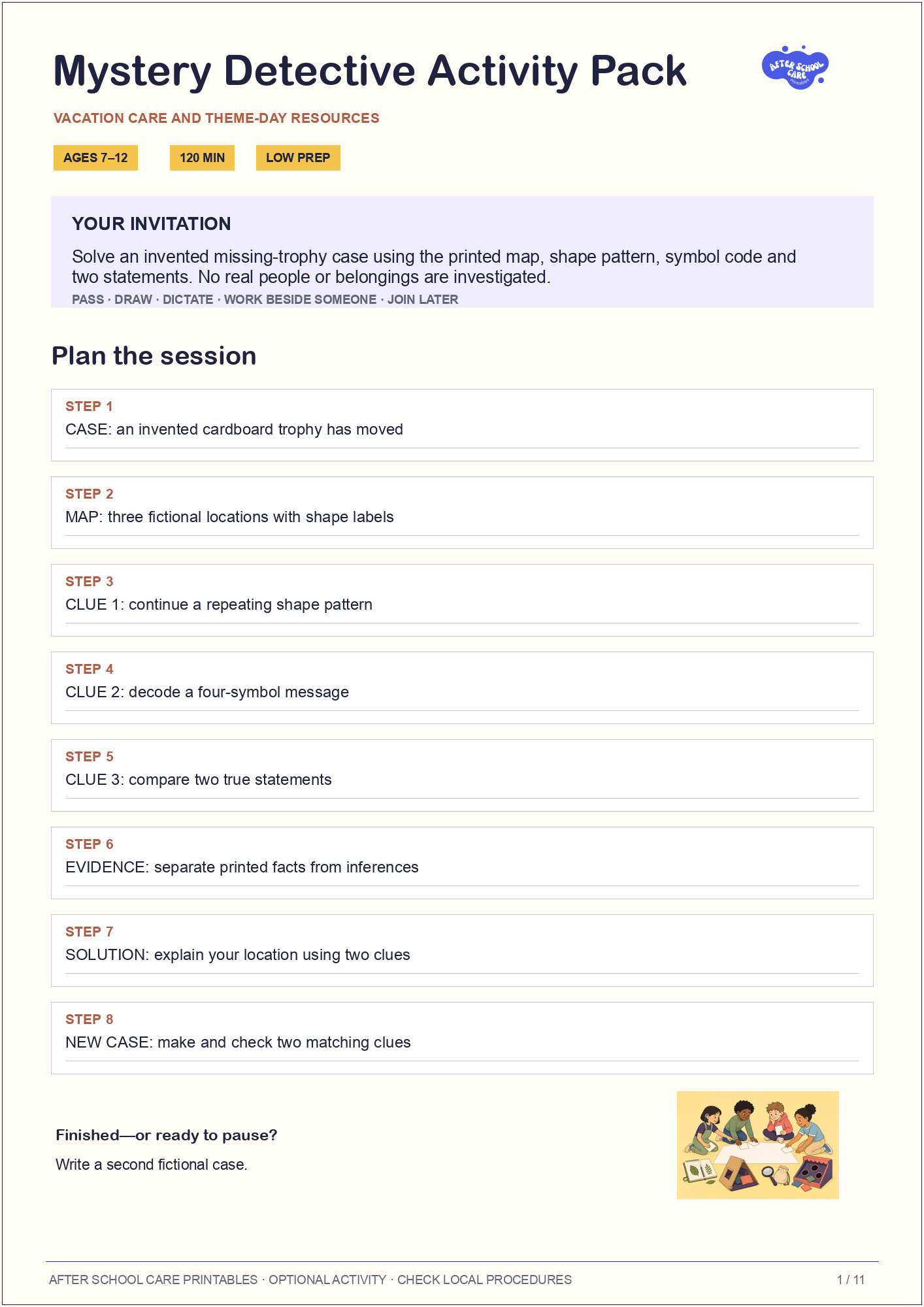 Mystery Detective Activity Pack: Case planner preview