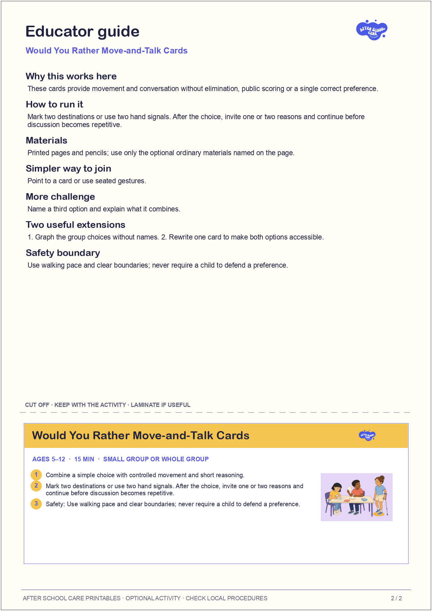 Would You Rather Move-and-Talk Cards: Educator guidance and cut-off card preview