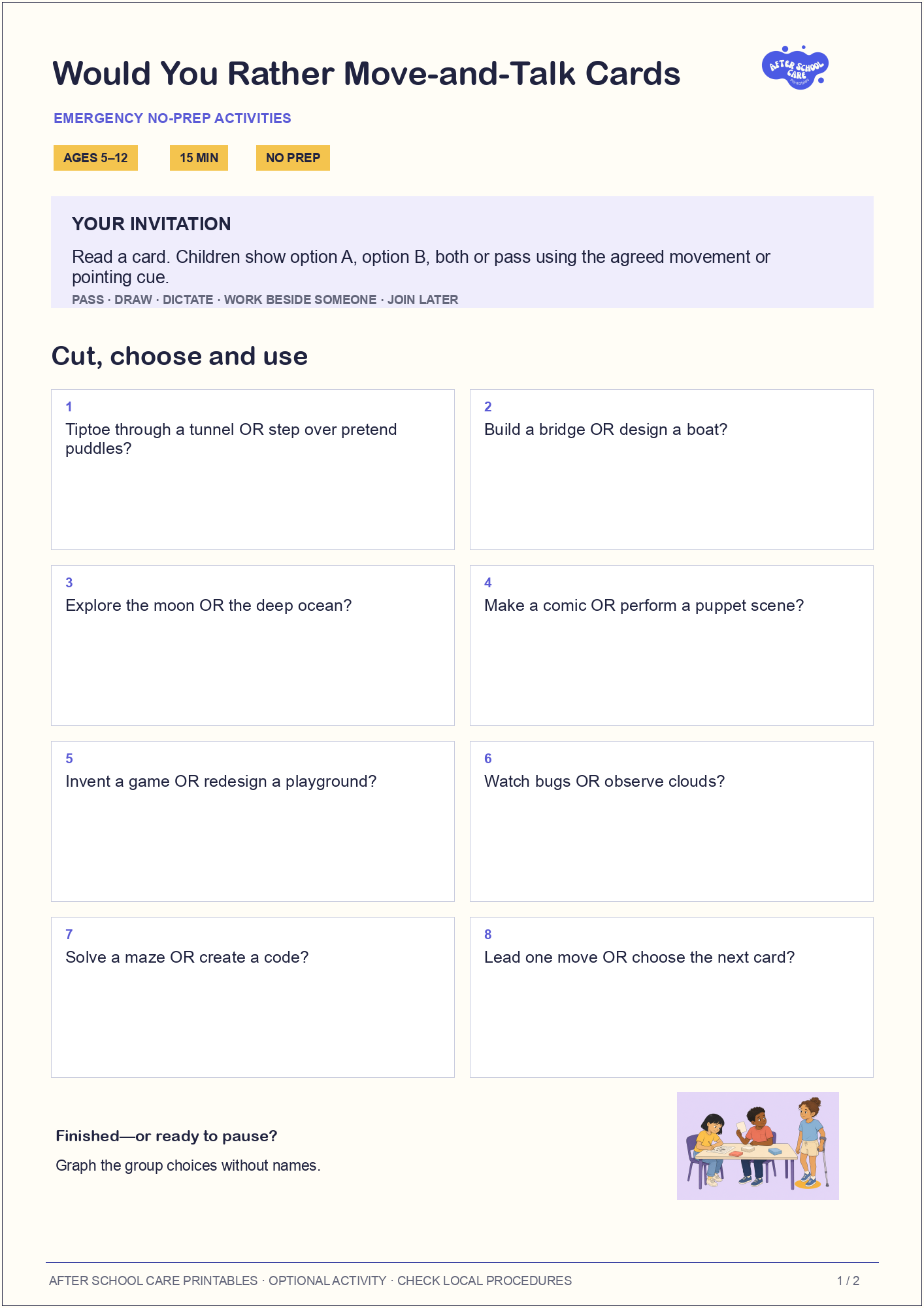 Would You Rather Move-and-Talk Cards: Child-facing activity preview